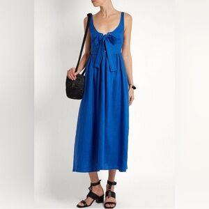 EUC Mara Hoffman Cobalt Blue Linen Lace Up Midi Maxi Dress